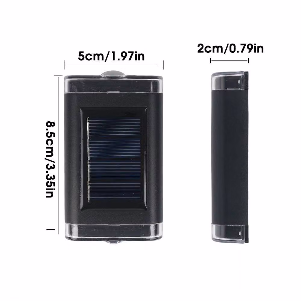 FLAVORA 4-Piece Set of Modern Black Solar LED Wall Lights with Dusk Sensor for Garden and Step Lighting – 2