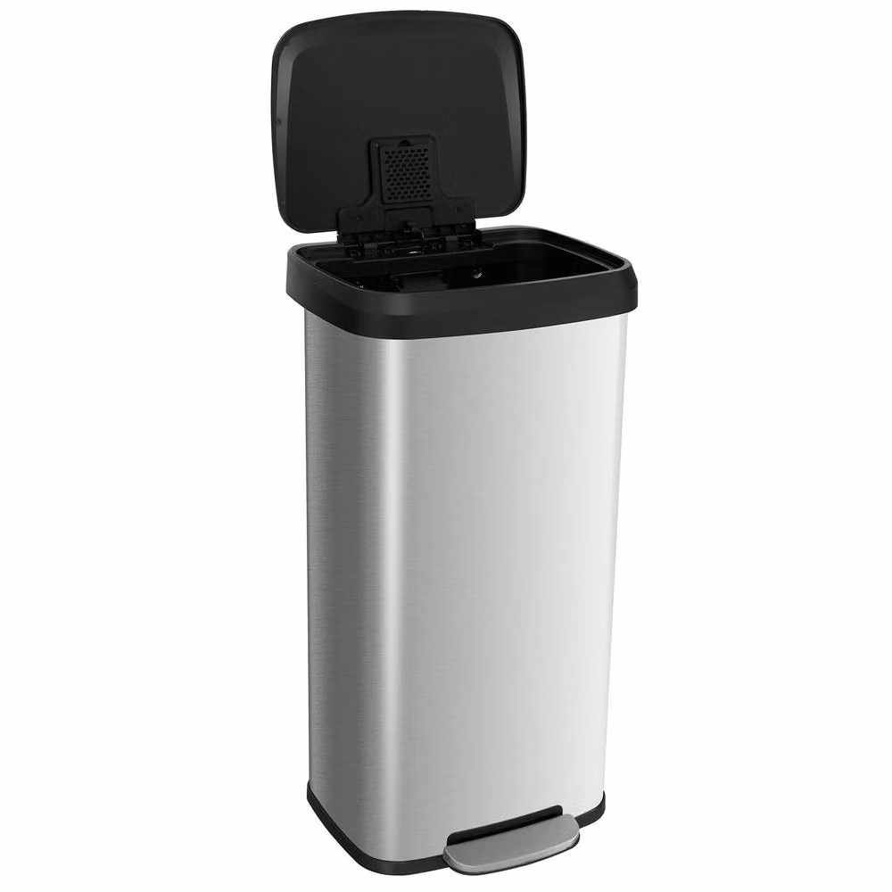 Gymax 68L Silver Stainless Steel Recycling Pedal Bin with Soft Close Lid and Odour Filter – 3