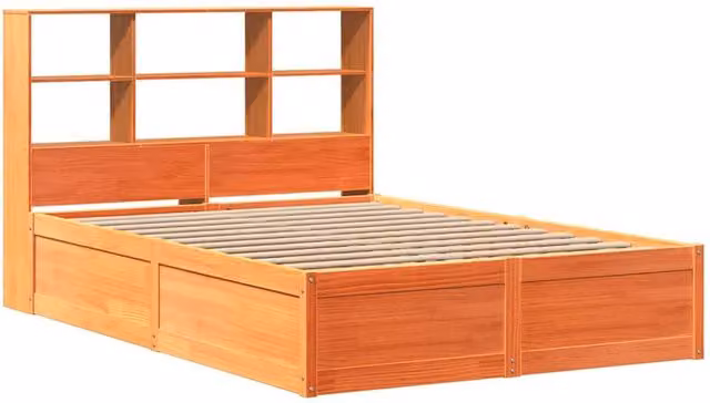 Berkfield Home Beautiful Solid Wood Bed Frame in Wax Brown, W/D/H: 160 x 200 x 110 cm