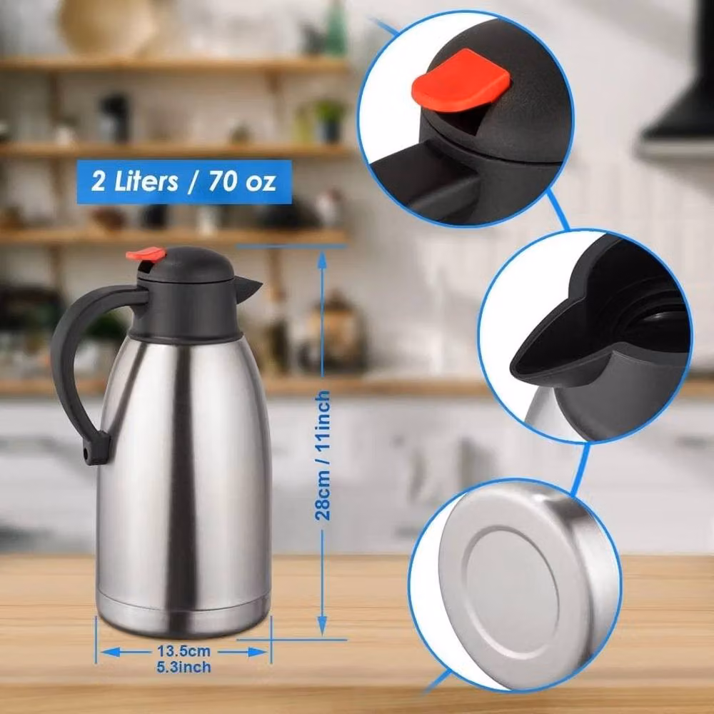 Kelvenix Silver Stainless Steel Vacuum Insulated Flask, 2L – 2