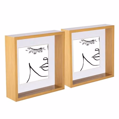 Nicola Spring 3D Deep Box Photo Frames, Pack of 2, White, Square, Tabletop or Hanging, W/D/H: 22.5 x 22.5 x 6.0 cm