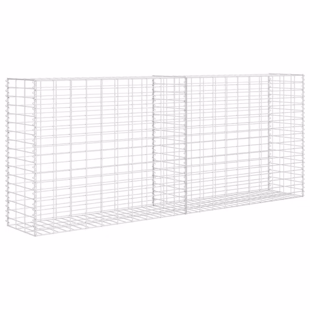 Berkfield Home Galvanised Steel Gabion Basket in Silver, W/D/H: 85 x 30 x 200 cm