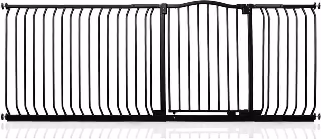 Safetots Curved Top Safety Gate in Matt Black, Extendable No-Drill Swing Door for Doors and Stairs, Width: 207 cm - 216 cm, Height: 75.6 cm