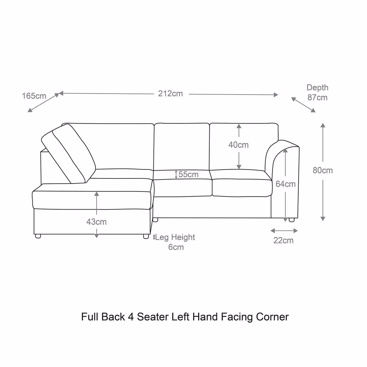 Luxor Living Grey Jumbo Cord 4 Seater Left Hand Facing Corner Sofa – 3