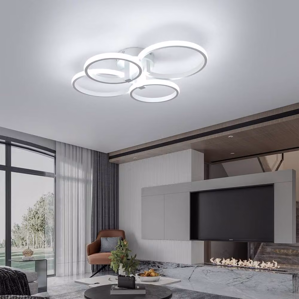 Goeco Modern Round LED Ceiling Light, 56W, White Acrylic and Aluminium, 6500K Cool White – 2