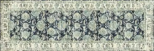 Bruce Starke Silk Road Collection Perla Vintage Washable Non-Slip Rug in Blue, W: 180 cm, D: 60 cm