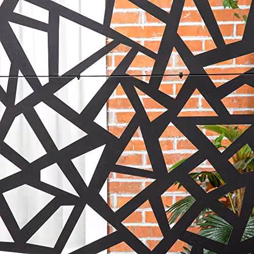 Outsunny Decorative Metal Garden Privacy Screen in Black, H 198.0 x W 122.0 x D 45.0 cm – 7