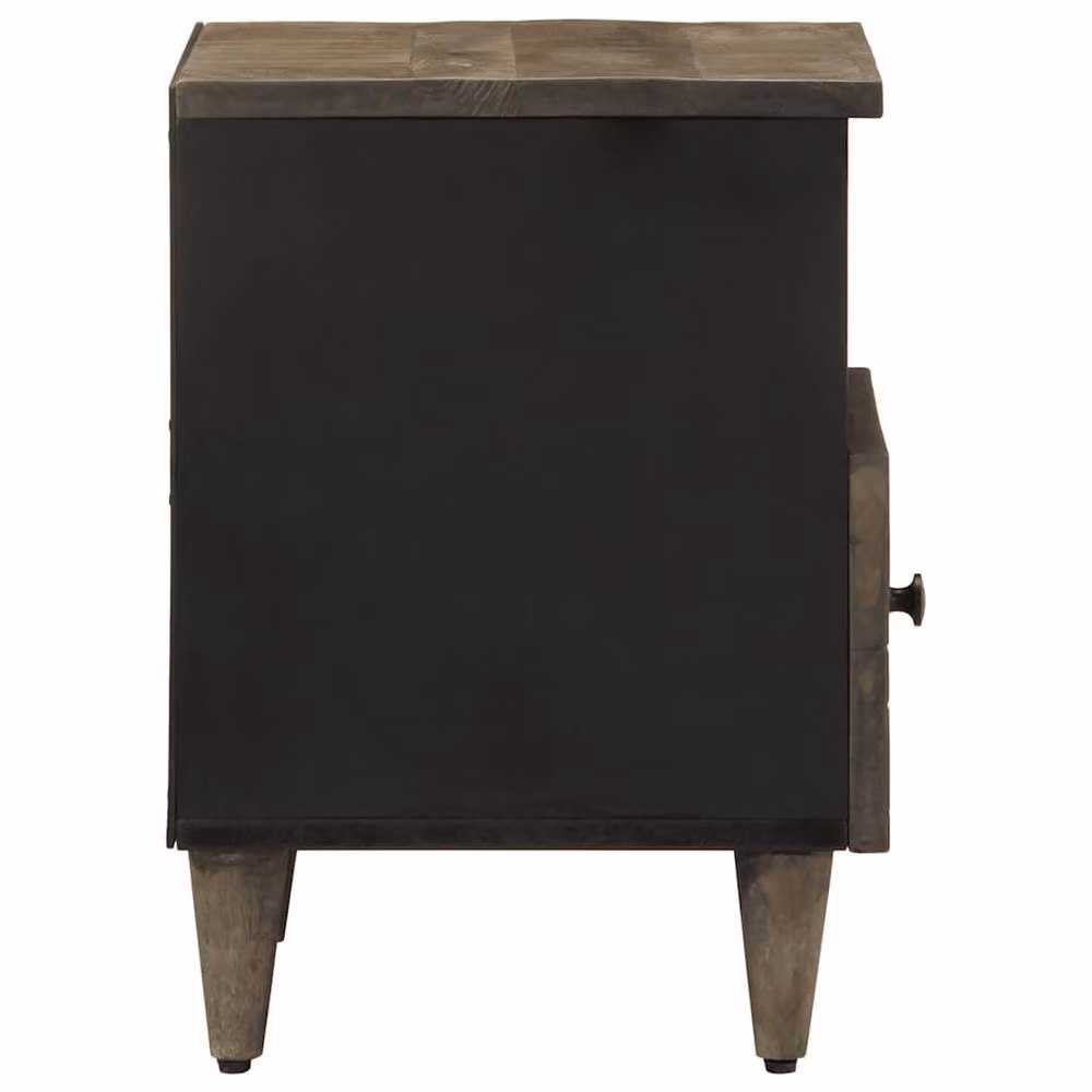 Berkfield Home Light Grey Solid Mango Wood Bedside Cabinet W/D/H: 40 x 33 x 46 cm – 3