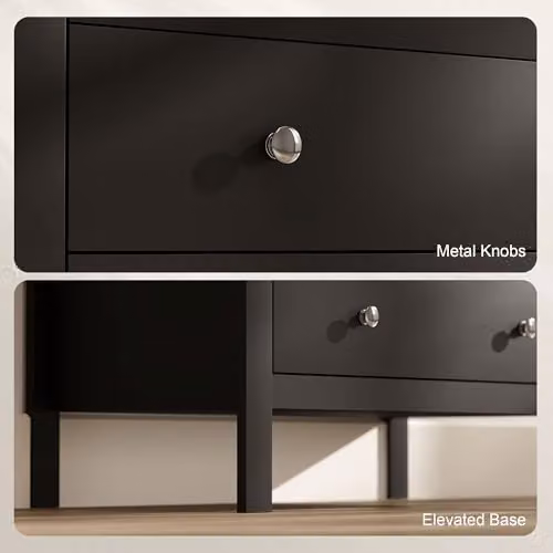 HOMCOM Modern 5 Drawer Chest of Drawers in Black – 6