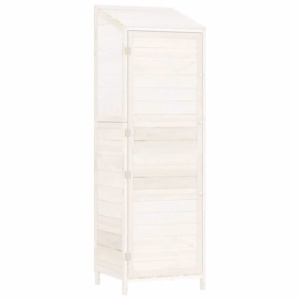 Berkfield Home White Pent Garden Shed Tall Cabinet in Solid Wood, W/D/H: 55 x 52 x 174.5 cm – 2