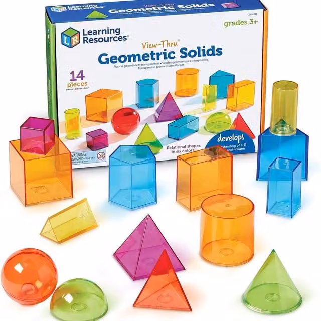 Learning Resources Geometric View Through Colourful Educational Shapes in Multicolour and Transparent