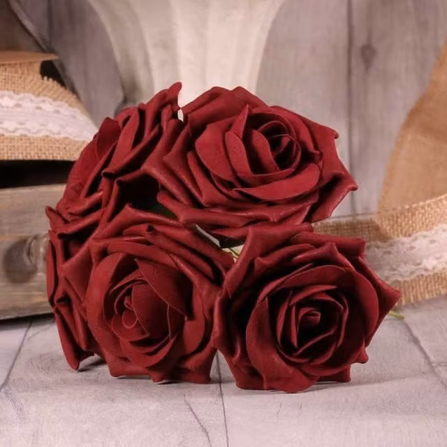Kingsbury Gifts Bunch of 5 Burgundy Foam Open Tea Roses