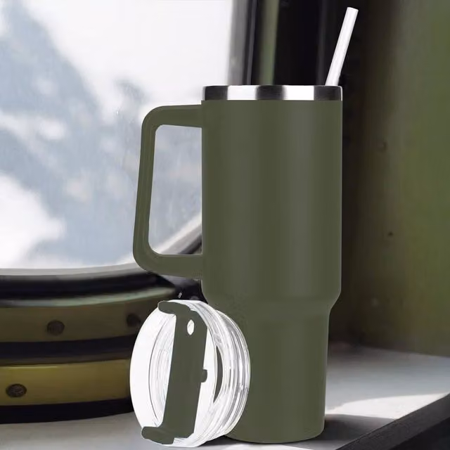 MantraRaj Green Stainless Steel Tumbler Flask with Straw, 1.2 l