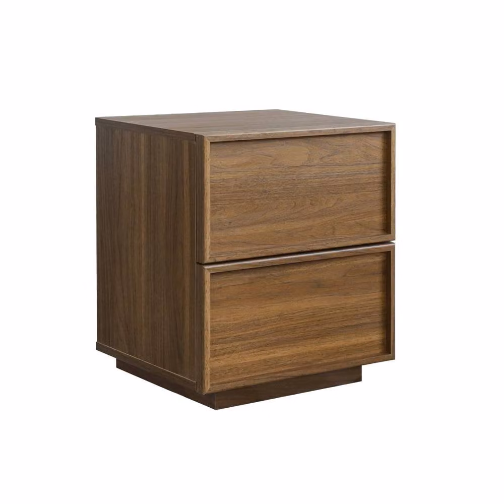 sweeek Bedside Table with 2 Drawers in Dark Brown Wood Effect, W: 38.0 cm, D: 42.0 cm, H: 48.0 cm – 2