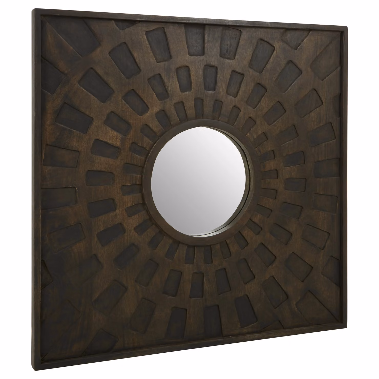 Orsina Suri Square Boho Geometric Wall Mirror in Grey and Brown by Fifty Five South – 3