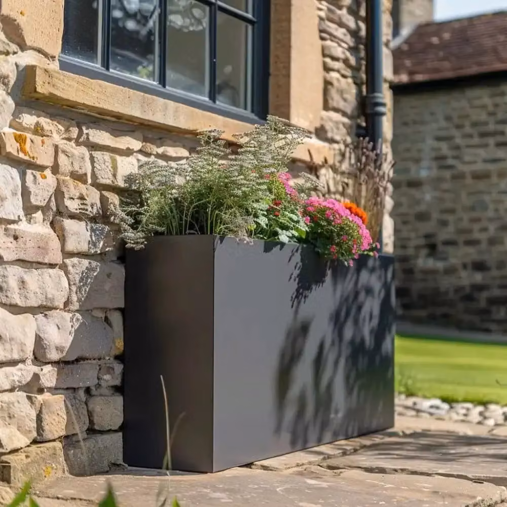 Access Garden Products Galvanised Steel Trough Planter, Matte Grey, W: 100 cm, H: 80 cm – 3