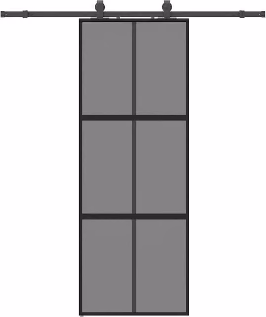 Berkfield Home Modern Black Sliding Glass Door with Hardware Set, W: 76 cm, H: 205 cm – 1