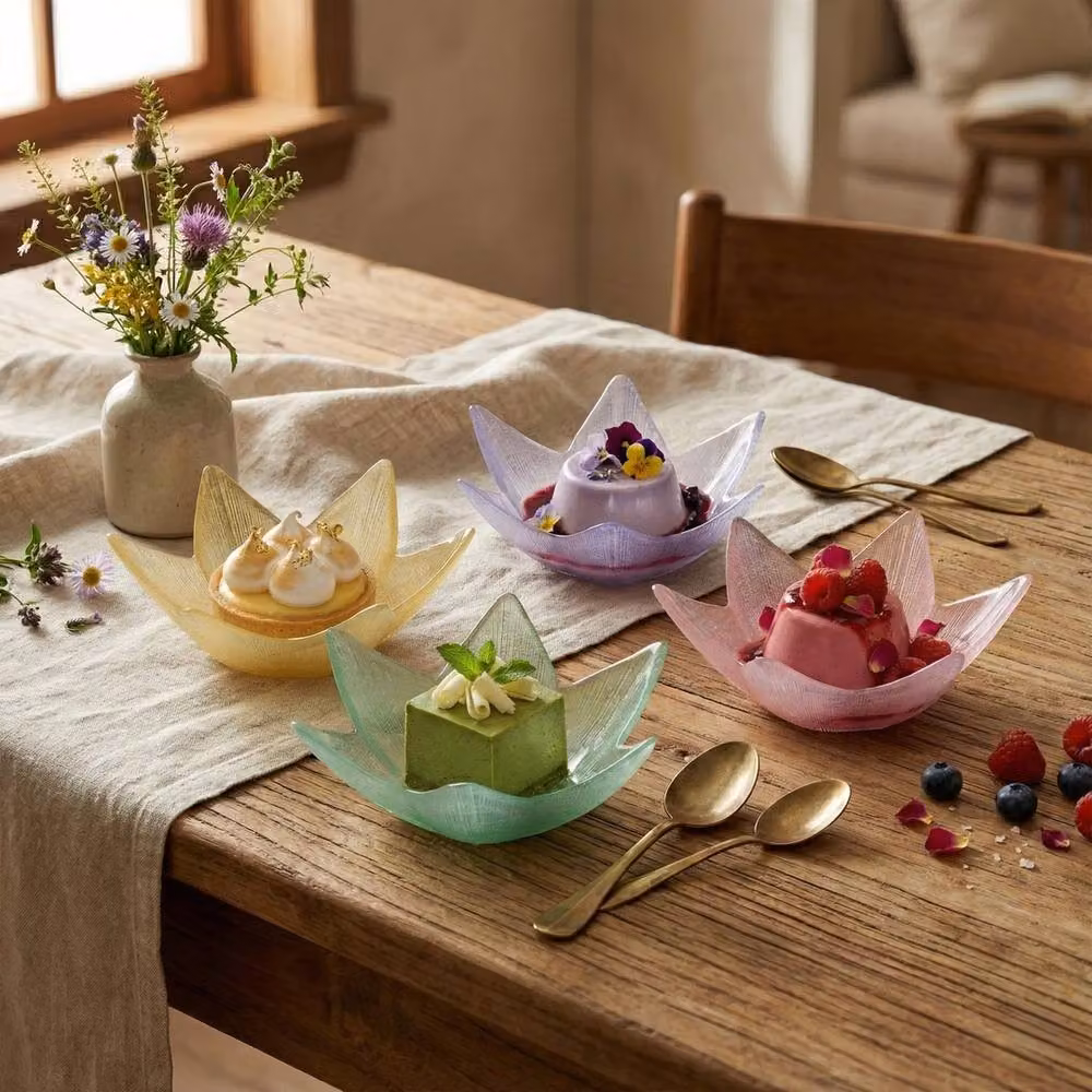 EONLION Set of 12 Star Shaped Glass Nibble Bowls in Multicolour Pink, Purple, Yellow and Green – 2