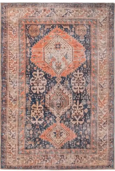 Kukoon Beige and Multicolour Abstract Vintage Rug, Non-Slip and Washable, W: 80 cm, L: 150 cm – 1
