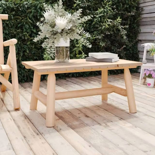 Berkfield Home Solid Wood Spruce Coffee Table in Brown, W/D/H: 90 x 50 x 41 cm – 1