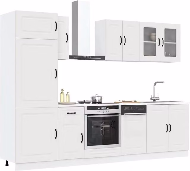 Berkfield Home Kalmar 8 Piece White Modern Kitchen Cabinet Set in Engineered Wood