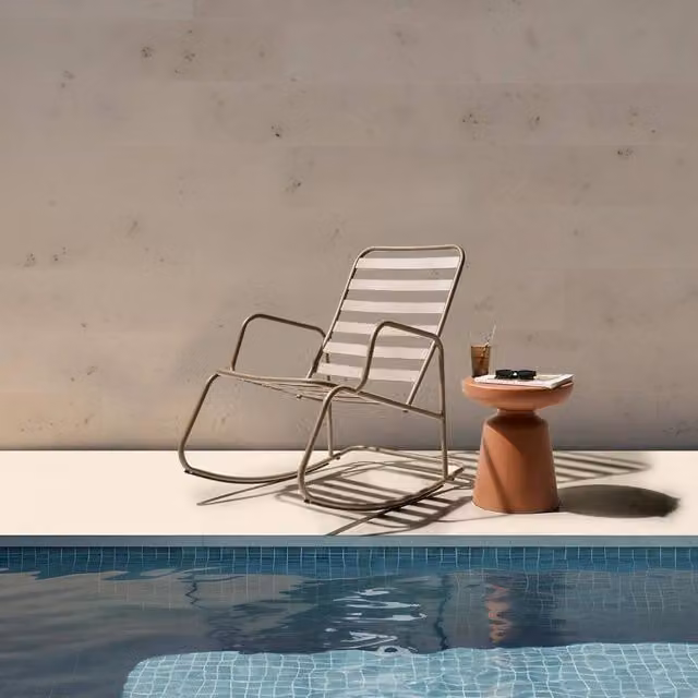 Wyld and Coco Beige Aluminium Slatted Garden Rocking Chair