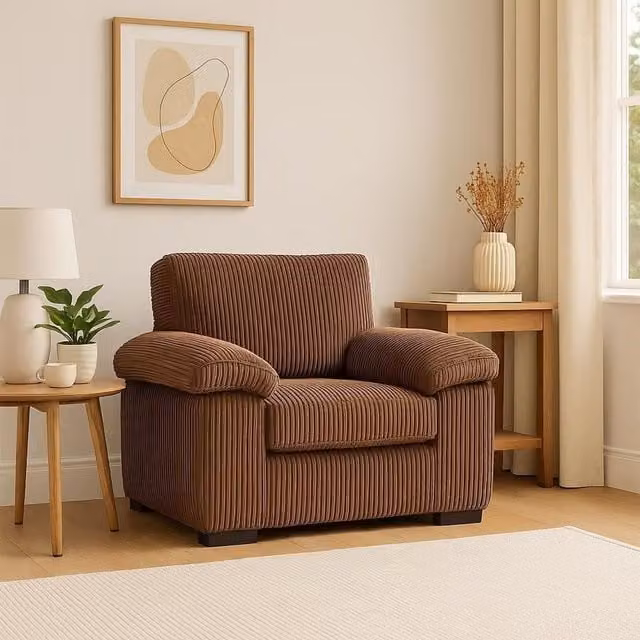 SquareBoxx Capri Jumbo Cord Fabric Sofa in Light Brown