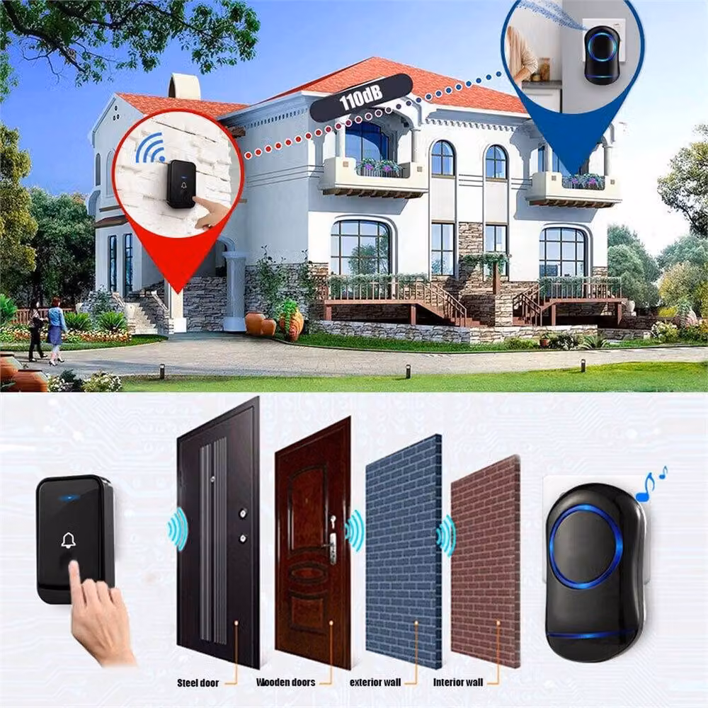 Nordara Wireless LED Flash Doorbell with Wall Plug in Black – 4