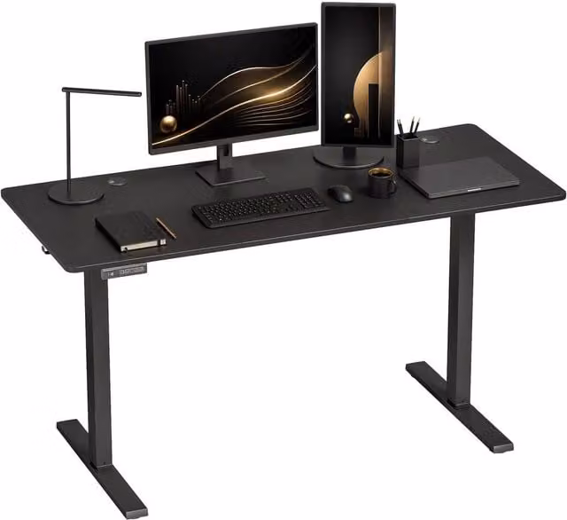KORVIXA Black Height Adjustable Electric Standing Desk with Memory Control