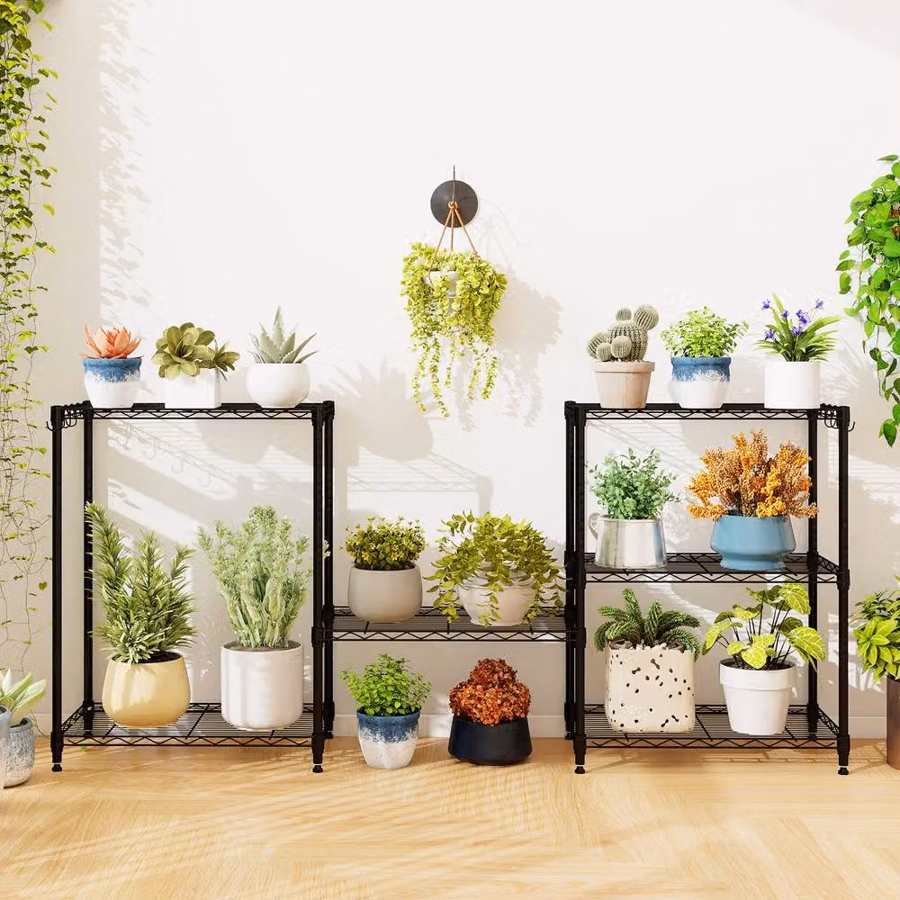 Costway 3-Tier Adjustable Metal Wire Shelving Unit in Black – 6
