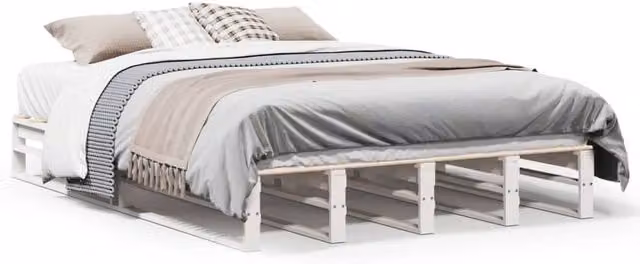Berkfield Home Small Double Bed Frame in White Solid Pine Wood, W/D/H: 120 x 200 cm