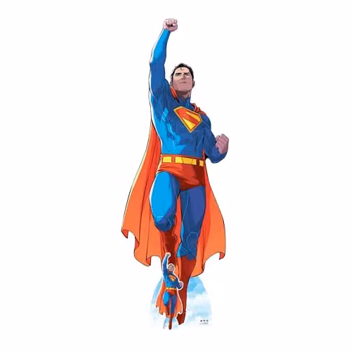 Star Cutouts Superman Takes Flight Comic Style Cardboard Cut Out, Multicolour, Height: 228 cm