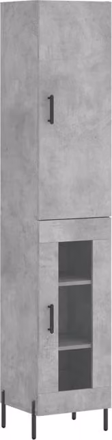 Berkfield Home Highboard in Concrete Grey, H 180 x W 34.5 x D 34 cm