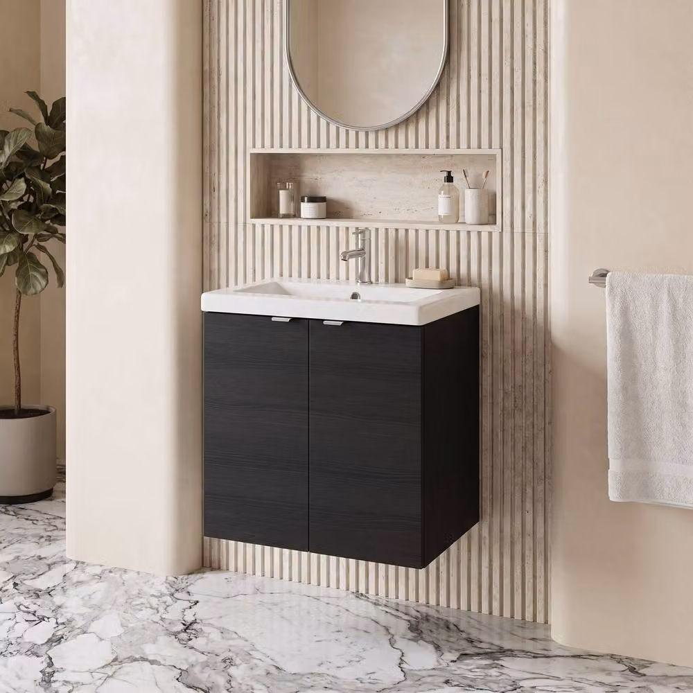 Balterley Alrewas Contemporary 2 Door Wall Hung Vanity Basin Unit, Black, W: 500 mm – 2