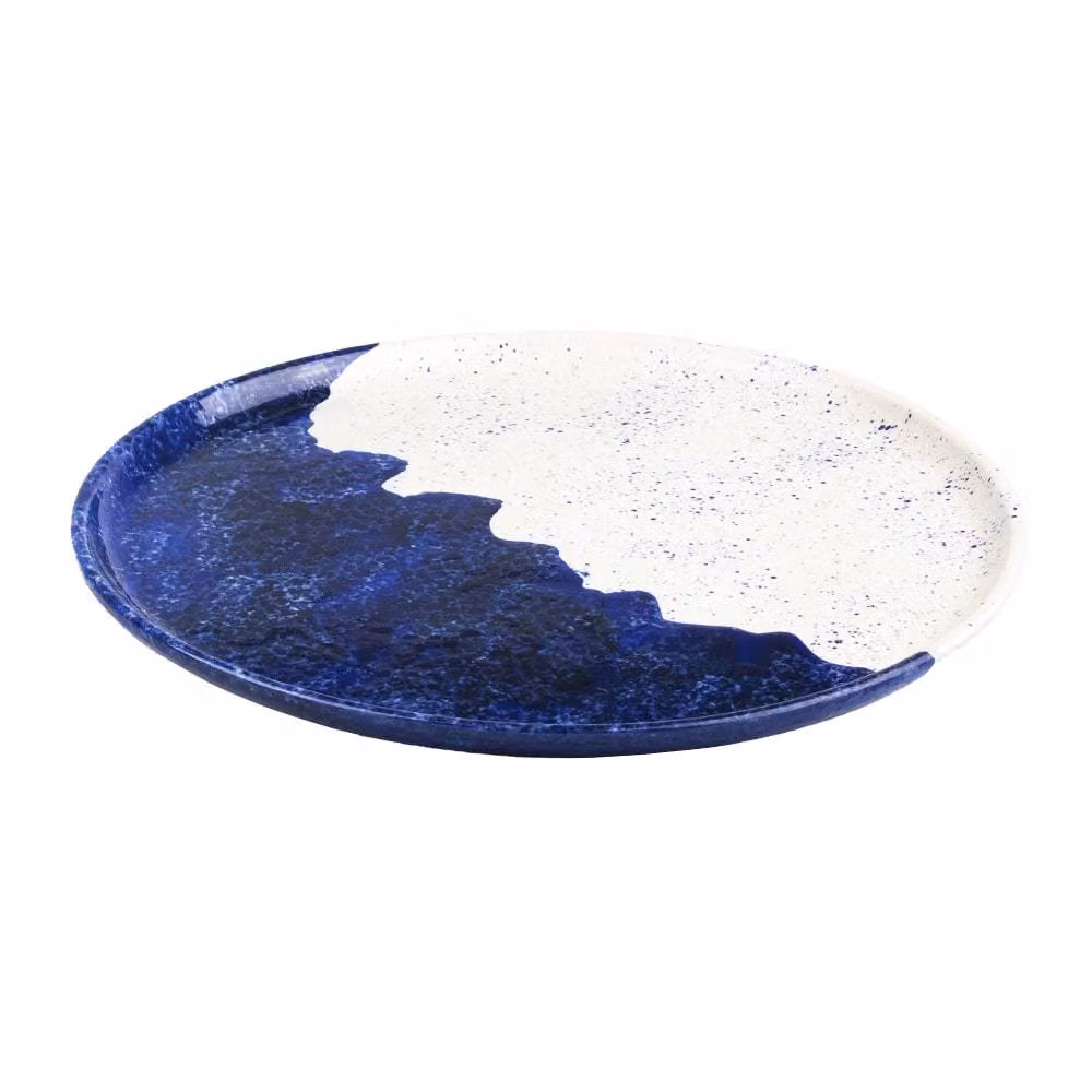 Selbrae House Wave Ceramic Large Dinner Plate in White and Blue – 2