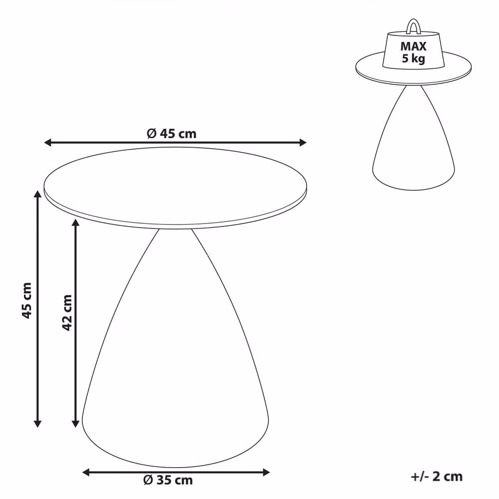 Wyld and Coco Glamour Small Side Table with Transparent Glass Top and Brown Metal Cone Base – 4