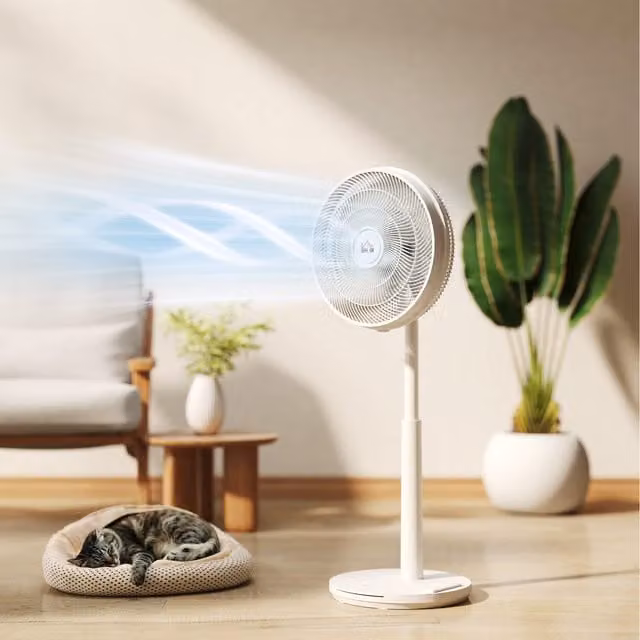 HOMCOM Quiet White Pedestal Fan with Oscillation, Tilt and Remote Control