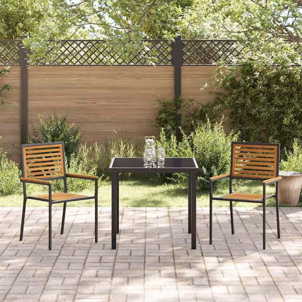 Berkfield Home Stacking Garden Chairs, 2 Pack, Black Poly Rattan – 3