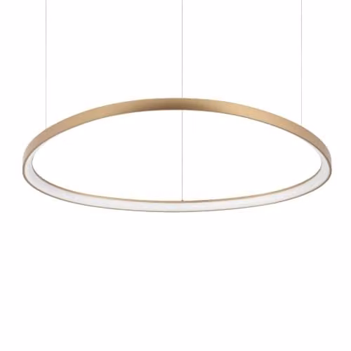 Ideal Lux Gemini LED Integrated Ring Pendant Ceiling Light in Brass, 105 cm, Warm White 2700K – 1