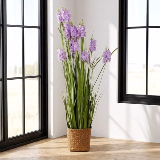 Garden Greatness Botanical Artificial Lavender Floor Plant in Green and Purple, Height: 65 cm