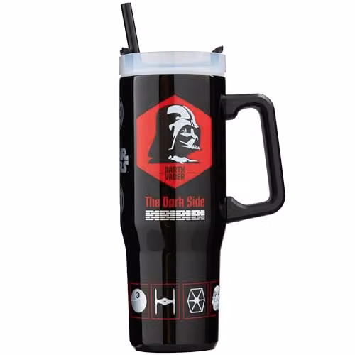 Get Trend Star Wars Insulated Stainless Steel Tumbler with Straw and Handle, 920ml, Black/Multicolour
