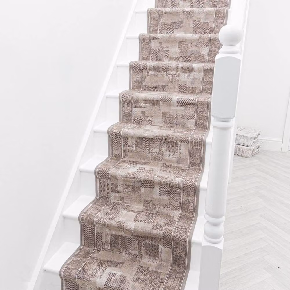 runrug Tribe Stair Runner Carpet in Beige, W: 80 cm, L: 540 cm – 4