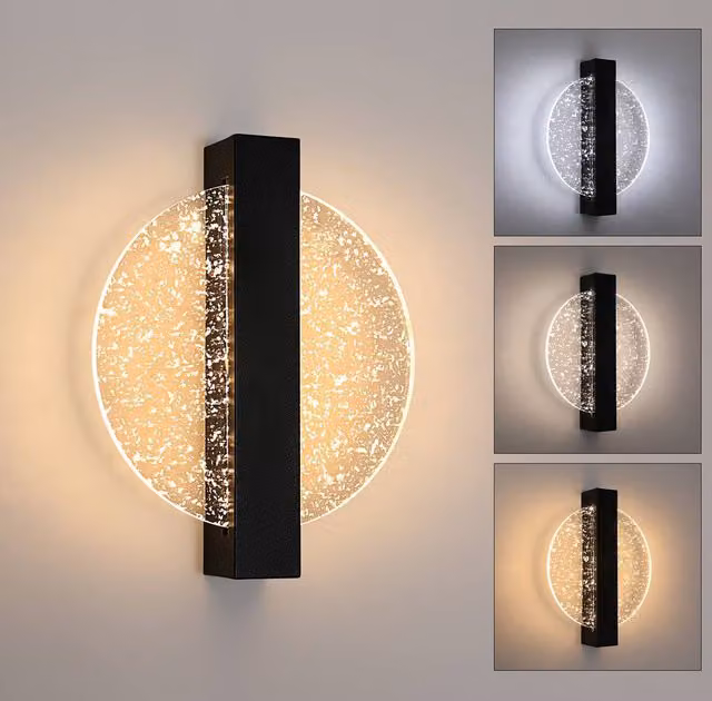 Pheashine Modern Dimmable Round LED Wall Lamp, Black, Diameter: 25 cm – 1