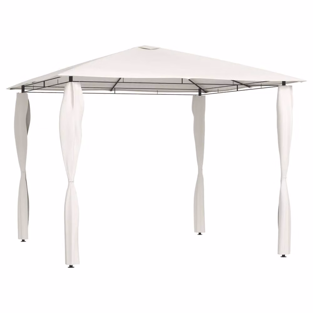 Berkfield Home Gazebo with Post Covers in Beige and White, W/D/H: 300 x 300 x 260 cm – 2