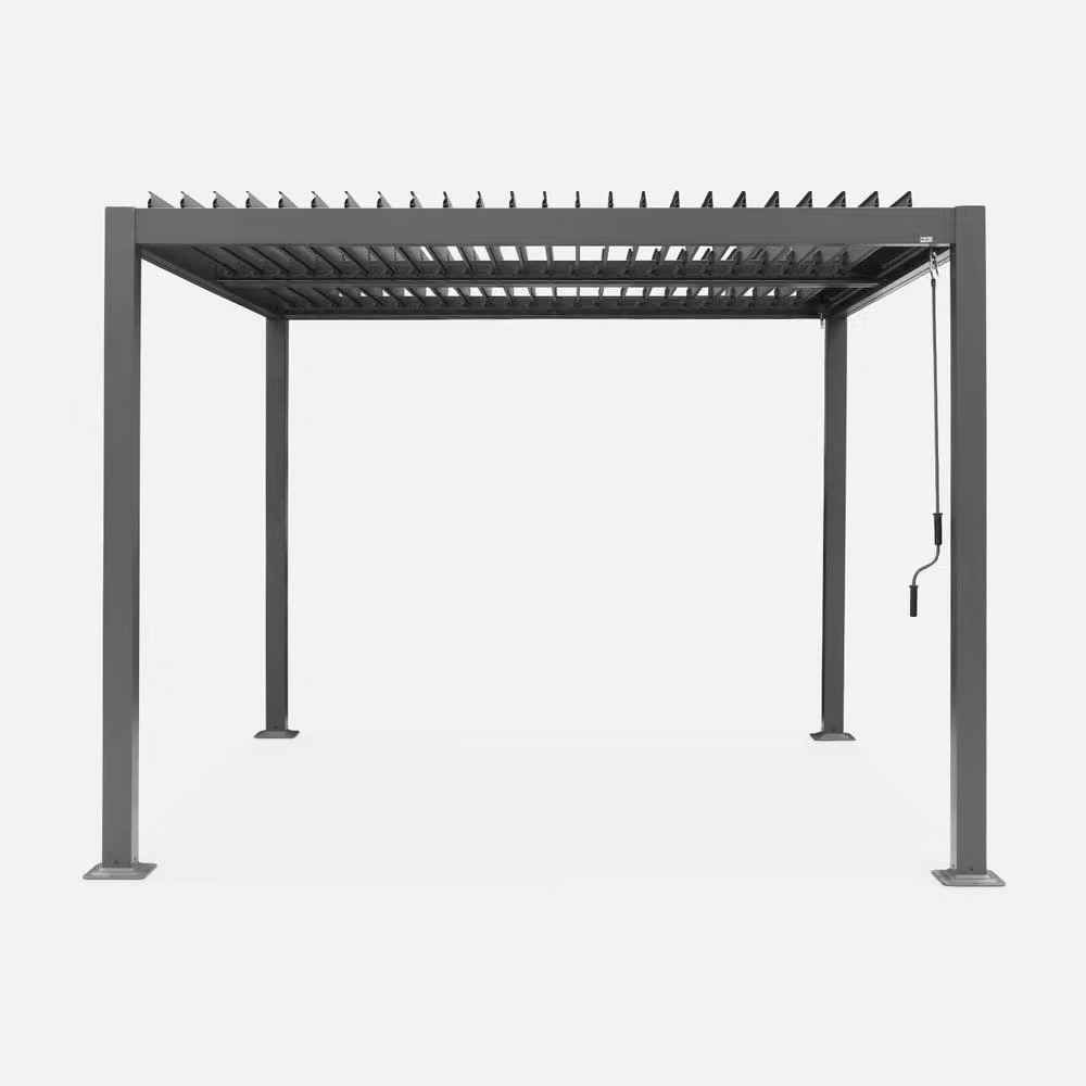 sweeek Louvered Pergola in Aluminium and Steel, W/D/H: 292 x 292 x 231 cm, Dark Grey – 2