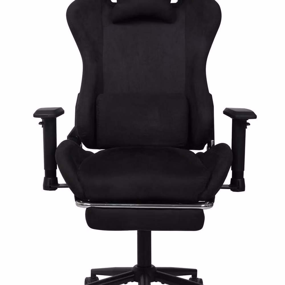 Levede Ergonomic Gaming Chair with Footrest, Reclining Black Microfibre High Back Office Chair with Lumbar Support and Headrest for Adults – 5