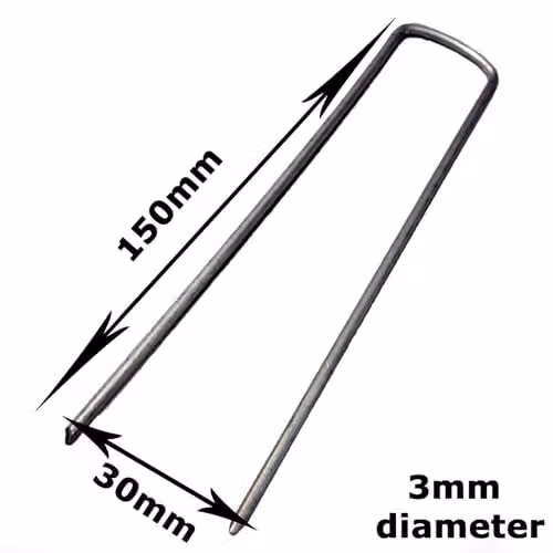 Actiasmat Galvanised Steel U Pins with Bevelled Ends in Silver, 50-Pack, for Artificial Grass and Lawn Weed Control – 2