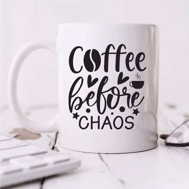 60 SECOND MAKEOVER Coffee Before Chaos Ceramic Mug in White