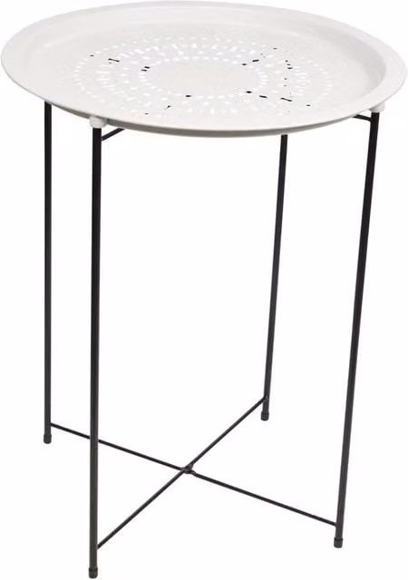 Nordara White Folding Metal Round Bistro Table for Indoor and Outdoor Use