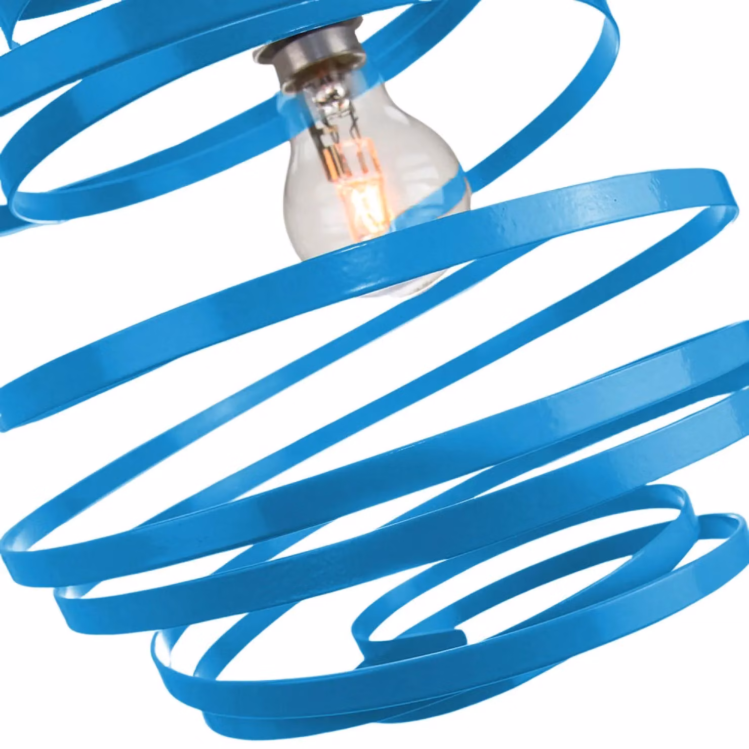 Happy Homewares Gloss Metal Double Ribbon Spiral Swirl Ceiling Light Pendant in Petrol Blue – 2